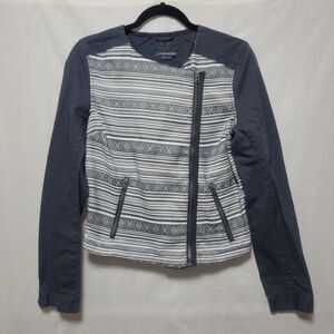 Aéropostale Jacket Juniors L Gray White Striped Long Sleeve Pockets Side Zip